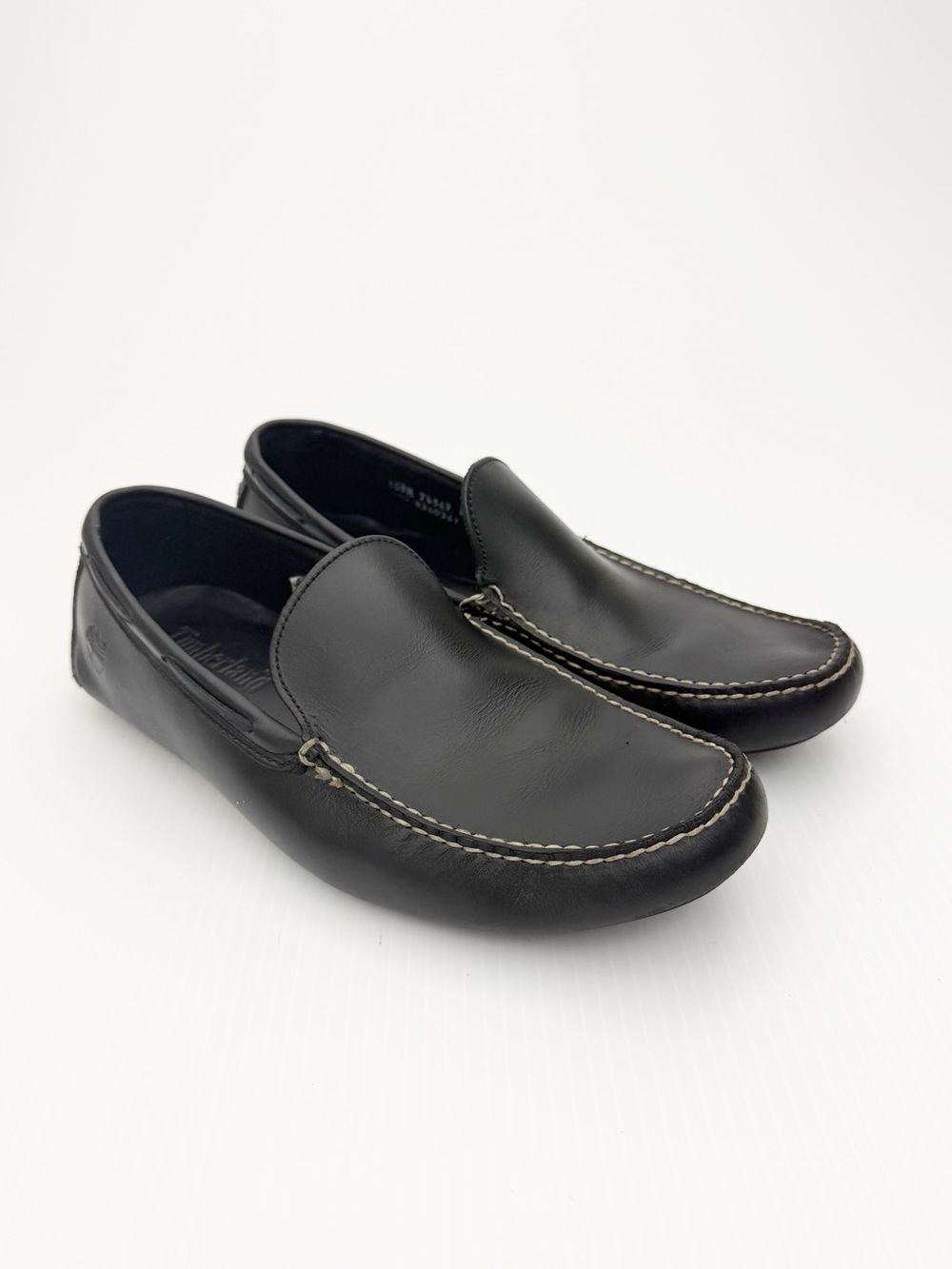 Timberland Black Leather Heritage Driver Driving Loafers Shoes